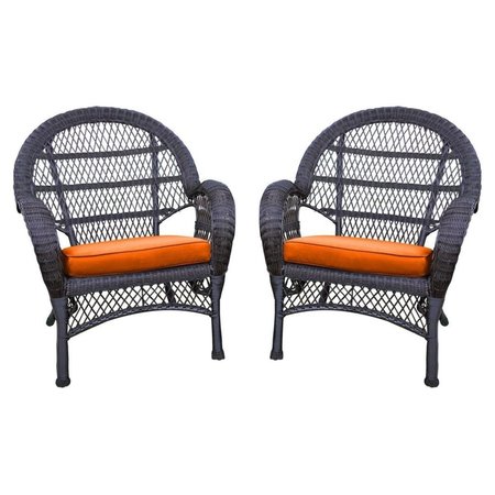 PROPATION W00208-C-4-FS016-CS Espresso Wicker Chair with Orange Cushion PR1081348